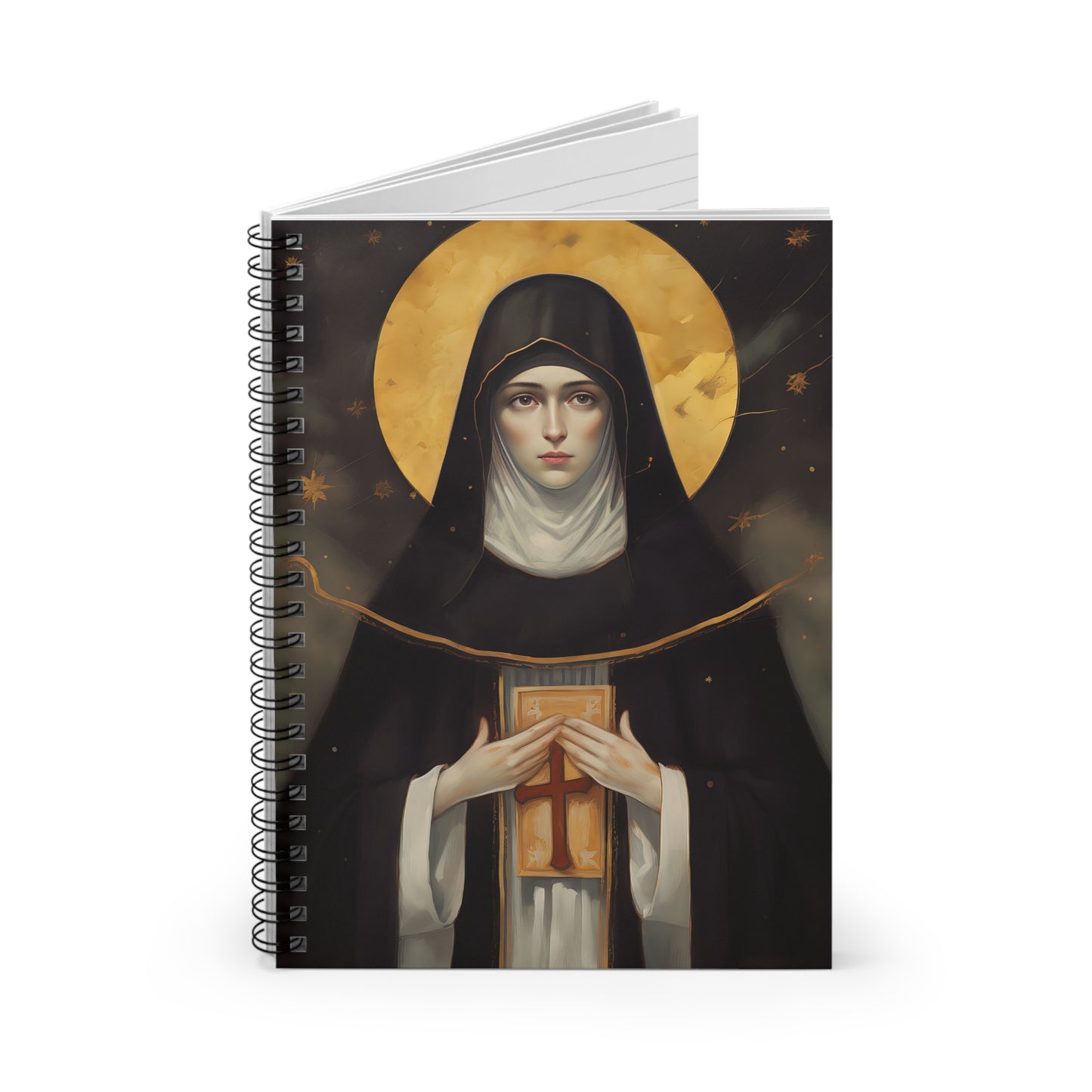 Saint Scholastica Journal - Sanctified Souls Art - Religious Based Notebook - Spiral Notebook - Ruled Line