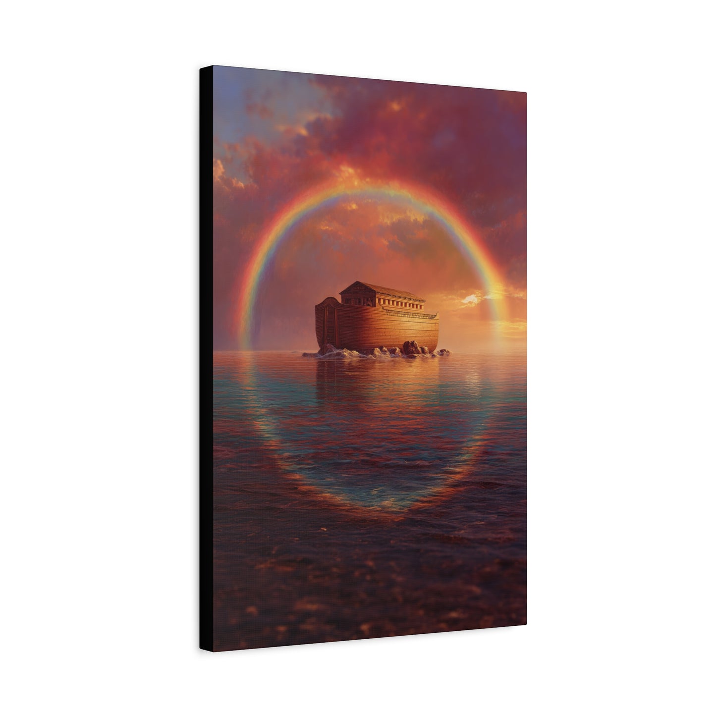 Sheltered Beneath the Covenant Sky - Noah's Ark - Gallery Wrapped Canvas - Print - Religious Art for your Home - Catholic