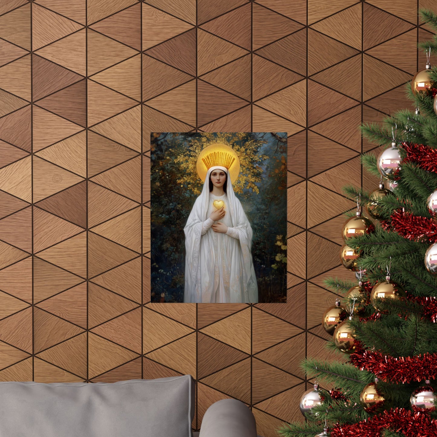 Our Lady of Beauraing - Our Lady of the Golden Heart - Marian Art - Sanctified Souls Print - Multiple Sizes - Premium Vertical Posters