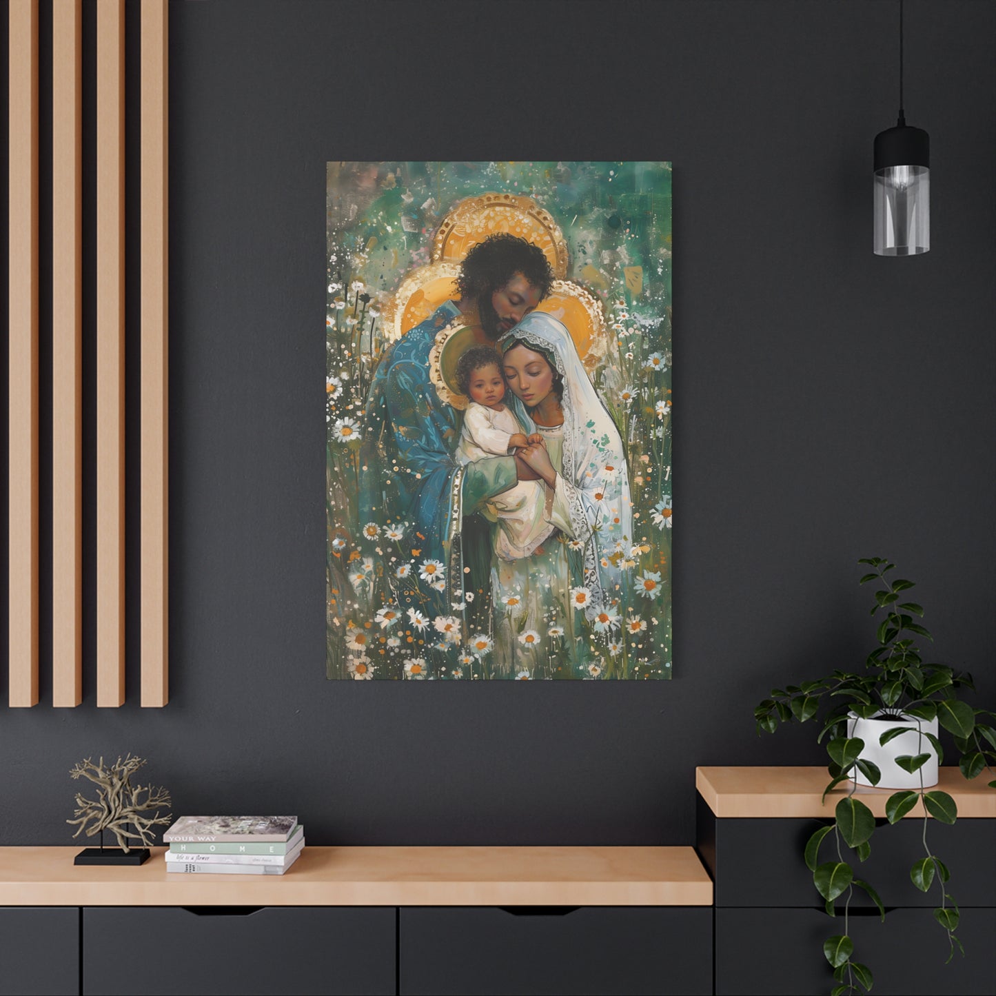 Sacred Sanctuary - Mary, Joseph, and the Infant Jesus  - Museum Wrapped Canvas - Sanctified Souls Print - Religious Art - The Holy Family