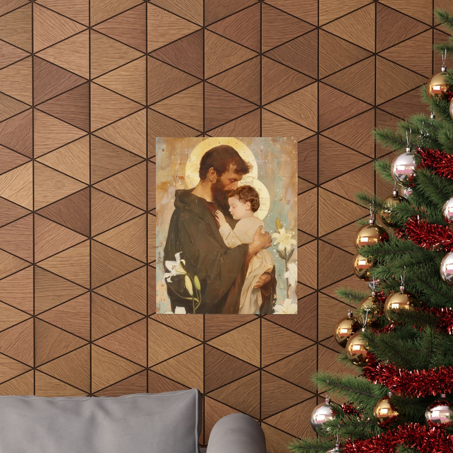 Saint Joseph and the Christ Child  - Sanctified Souls Print - Multiple Sizes - Premium Matte Vertical Posters