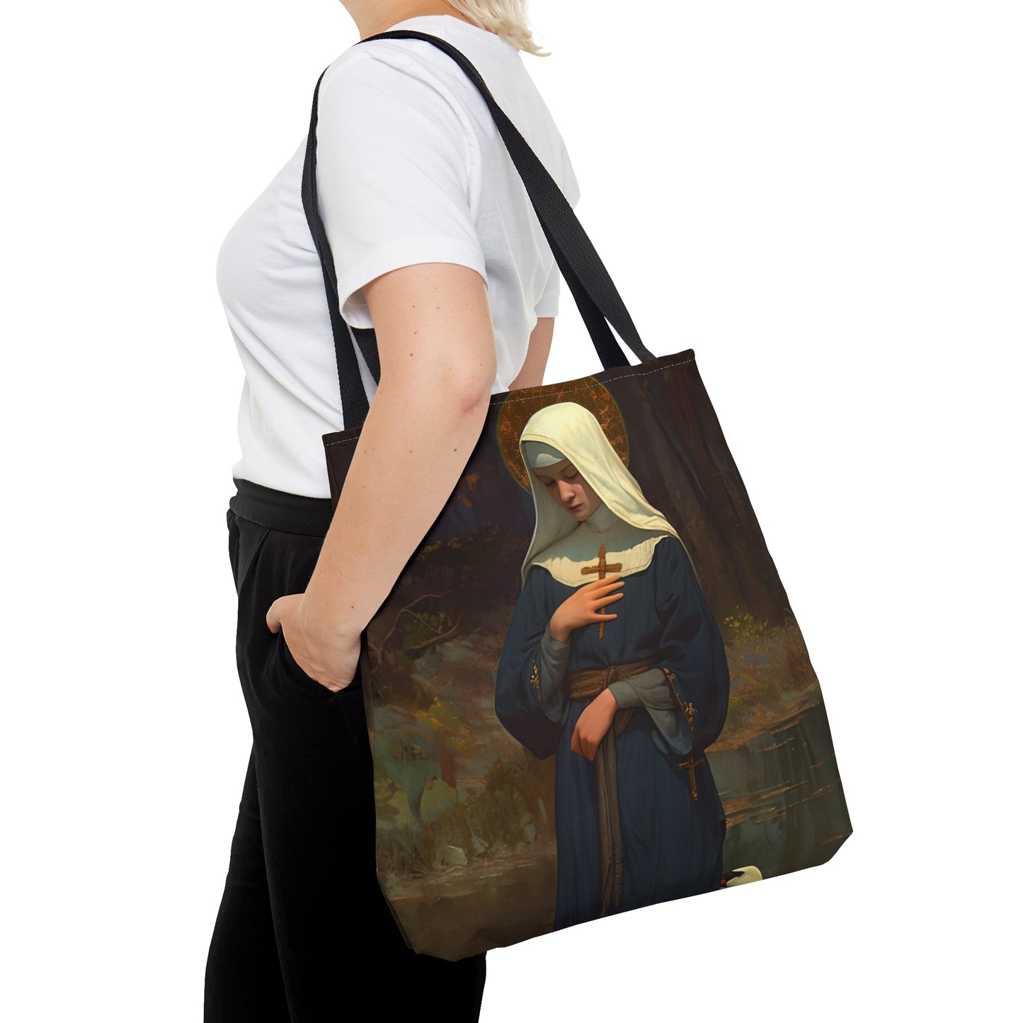 Saint Modwenna Tote Bag - Large Medium Small Faith Art Bag - Catholic Faith Purse - Religious Carry All Reusable - Gifts for Catholics