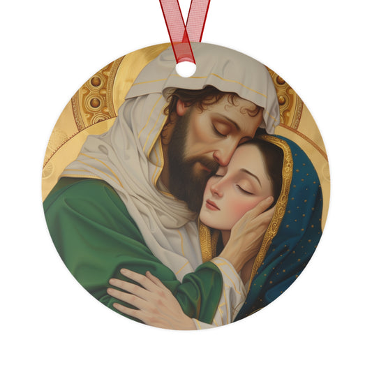 Saints Aquila and Priscilla Metal Ornament - Religious Holiday Christmas Ornament and Keepsake - Double sided