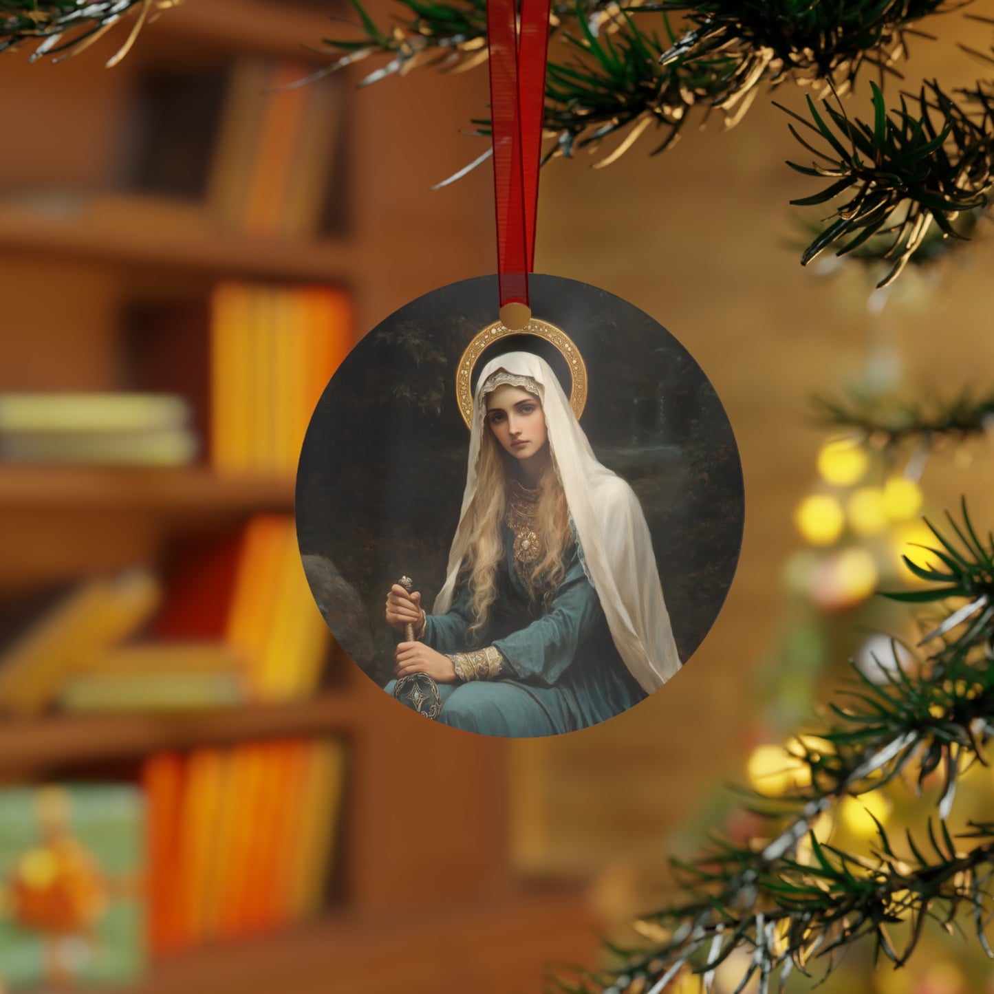 Saint Winifred Metal Ornament - Religious Holiday Christmas Keepsake - Religious Catholic Tree Ornament - Christmas Gift