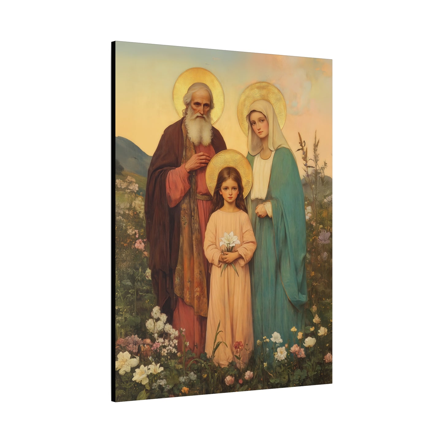 Saints Joachim and Anne with Young Mary - Gallery Wrapped Canvas - Print - Religious Art for your Home - Catholic Art