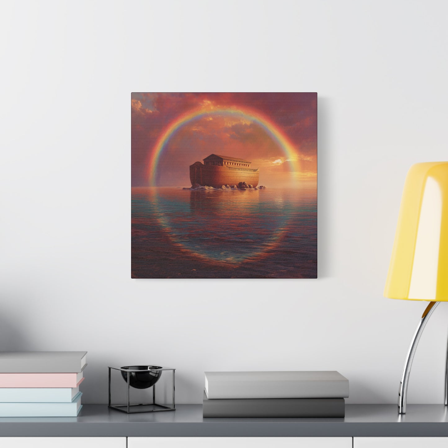 Sheltered Beneath the Covenant Sky - Noah's Ark - Gallery Wrapped Canvas - Print - Religious Art for your Home - Catholic