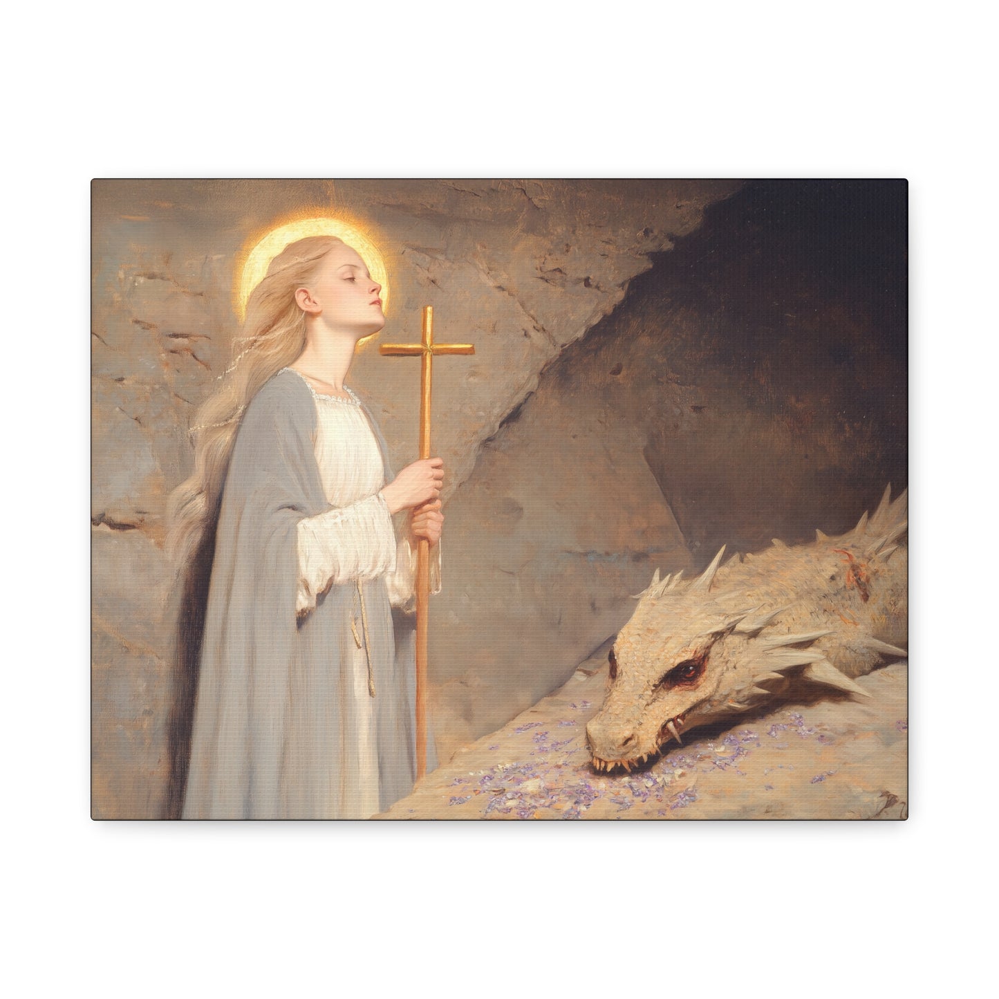 Saint Margaret of Antioch -  Museum Wrapped Canvas - Sanctified Souls Print - Religious Art for your Home - Catholic Patron Saint Art