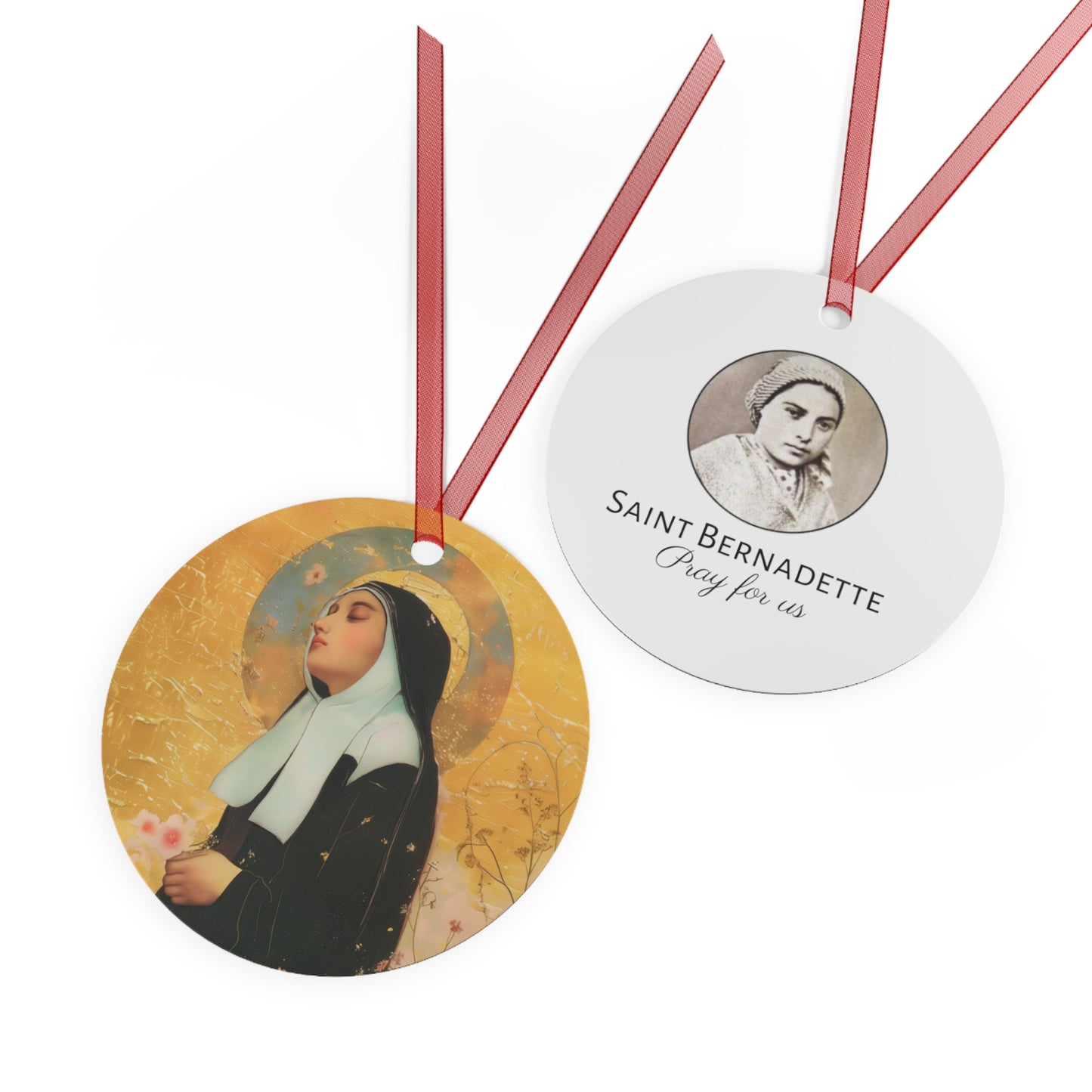 Saint Bernadette Ornament - Religious Holiday Christmas Ornament and Keepsake - Double sided Keepsake