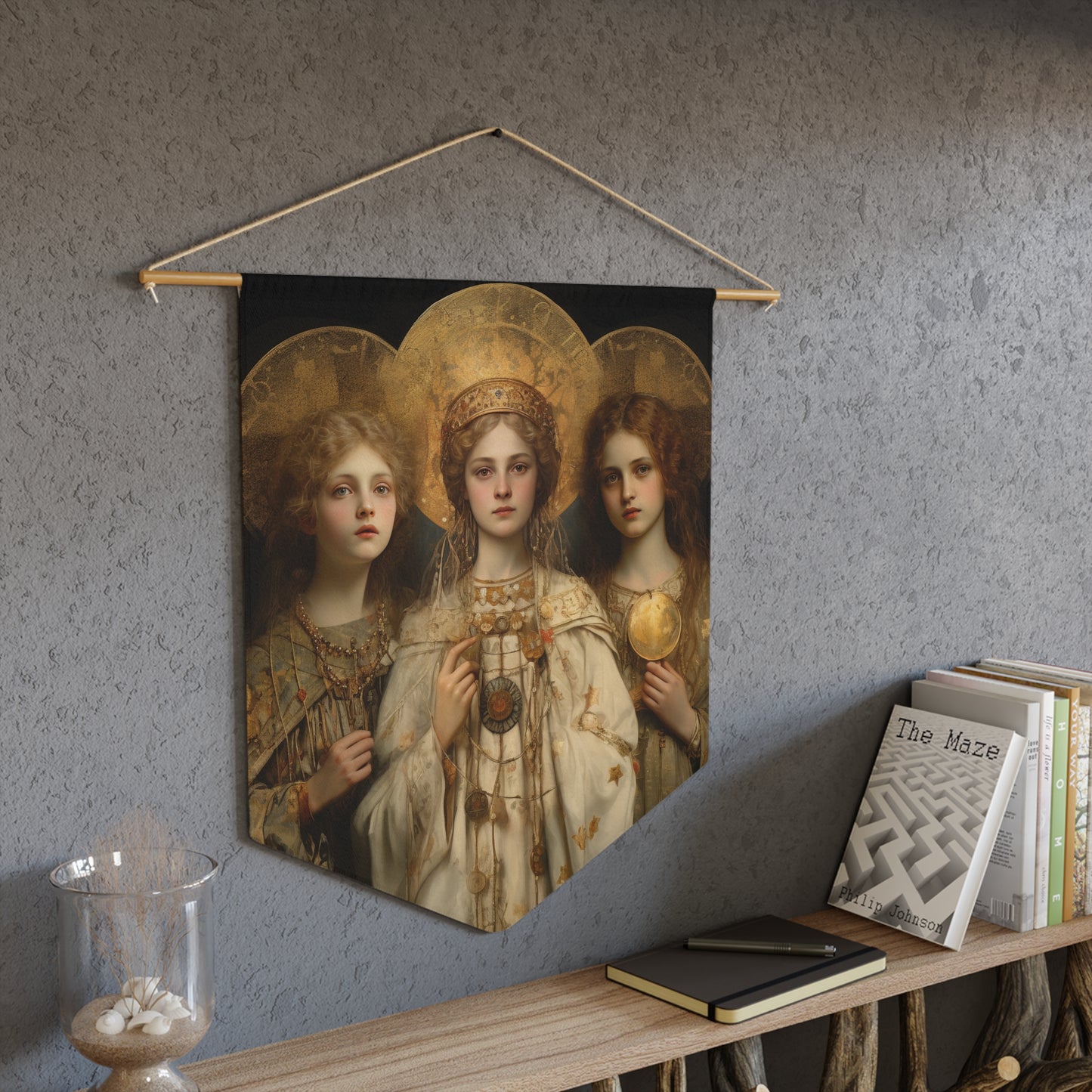 Saints Faith, Charity and Hope Wall Banner / Wall Hanging - Unique Religious Art for your home - Prayer room - Catholic Home Art - 18" x 21"
