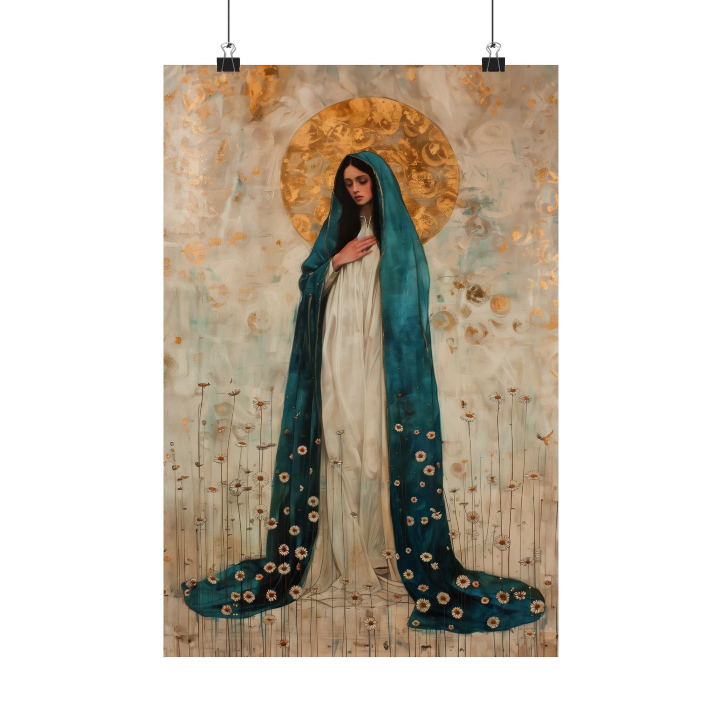 Serene Devotion - Mary's Compassionate Heart Poster Print - Sanctified Souls Print - Multiple Sizes - Premium Posters - Catholic Art