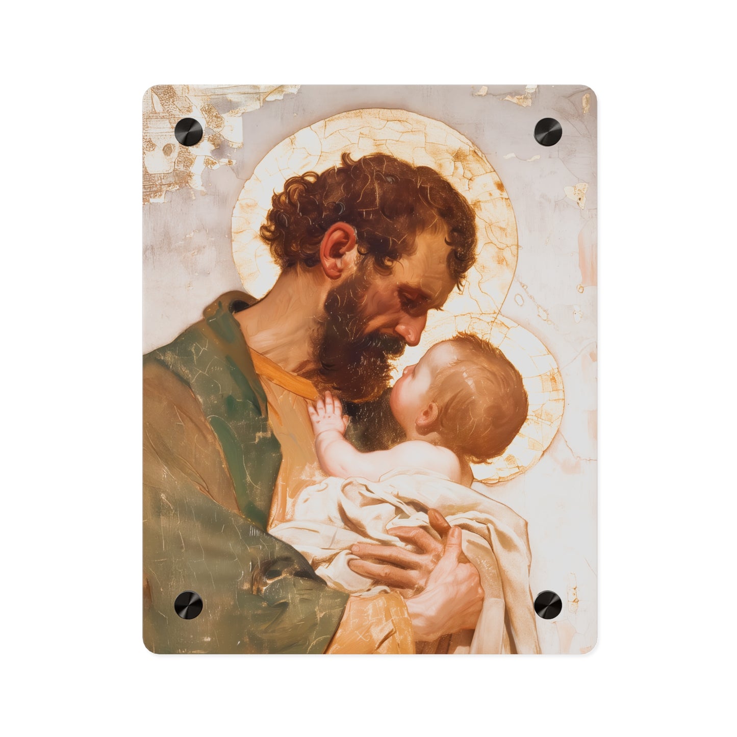 Saint Joseph, Pillar of the Holy Family Acrylic Wall Art Panel - Ready to Hang Acrylic Print - Catholic Saint - The Christ Child and Joseph