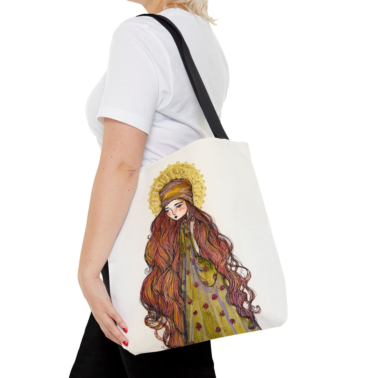 Saint Mary Magdalene Catholic Tote Bag | Christian Devotional Bag | Hand-Drawn Sacred Art Tote | Double Sided Religious Tote
