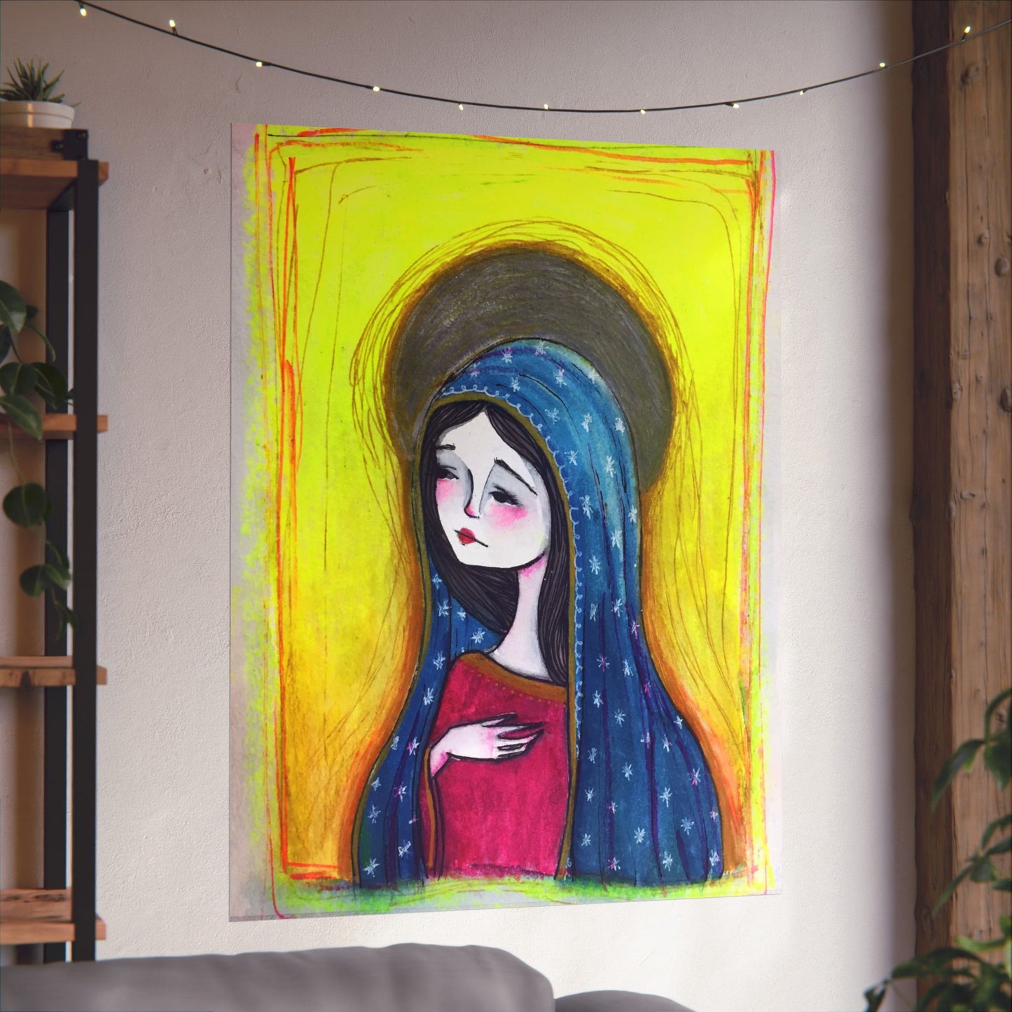 Our Lady of Guadalupe Poster Print - Hand-Drawn Catholic Art Print | Marian Devotional Wall Art | Sanctified Solocosmo Religious Poster