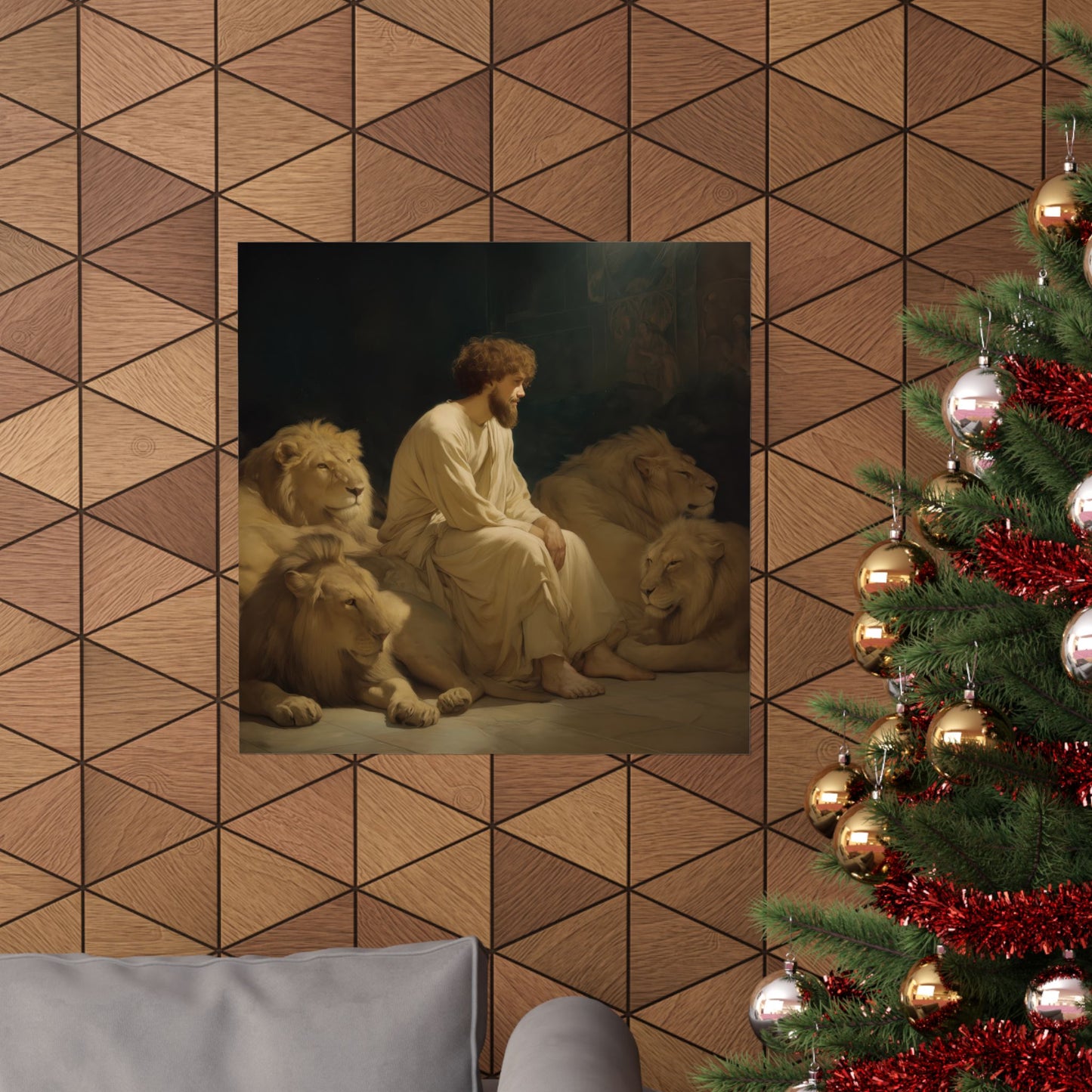 Faith Amid the Beasts - Daniel in the Lions Den - Sanctified Souls Print - Multiple Sizes - Premium Matte Vertical Posters - Bible Story