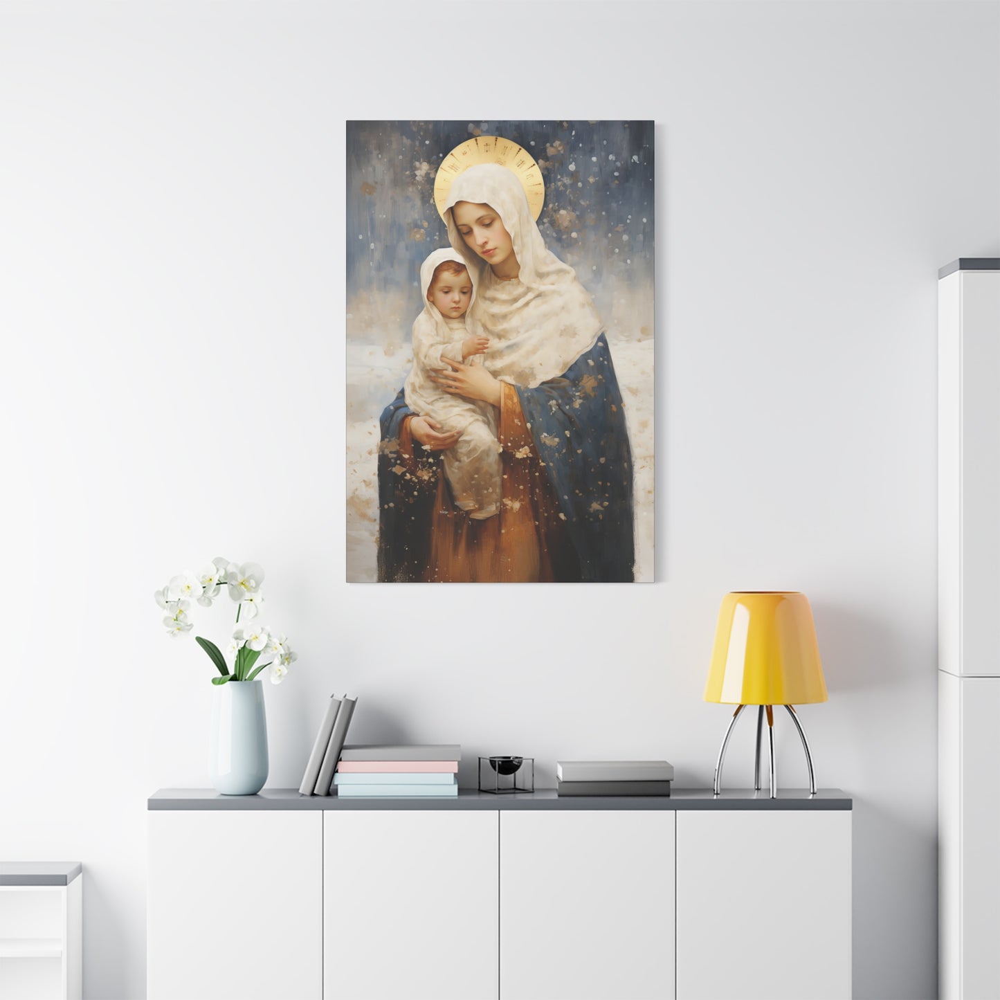 Winter's Grace : Our Lady of the Snows Canvas Print - Multiple Sizes - Catholic Home art - Gallery Wrapped Canvas - Sanctified Souls Print