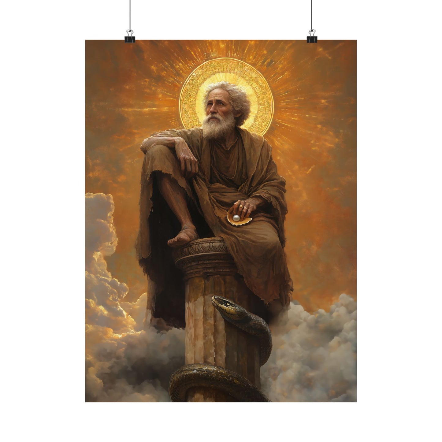 Saint Simeon Stylites - Sanctified Souls Print - Multiple Sizes - Premium Posters - Catholic Art - Christian Home Decor Artwork