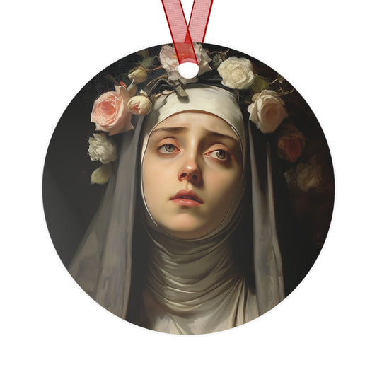 Saint Rose of Lima Metal Ornament - Religious Holiday Christmas Ornament and Keepsake - Double sided - Prayer Ornament