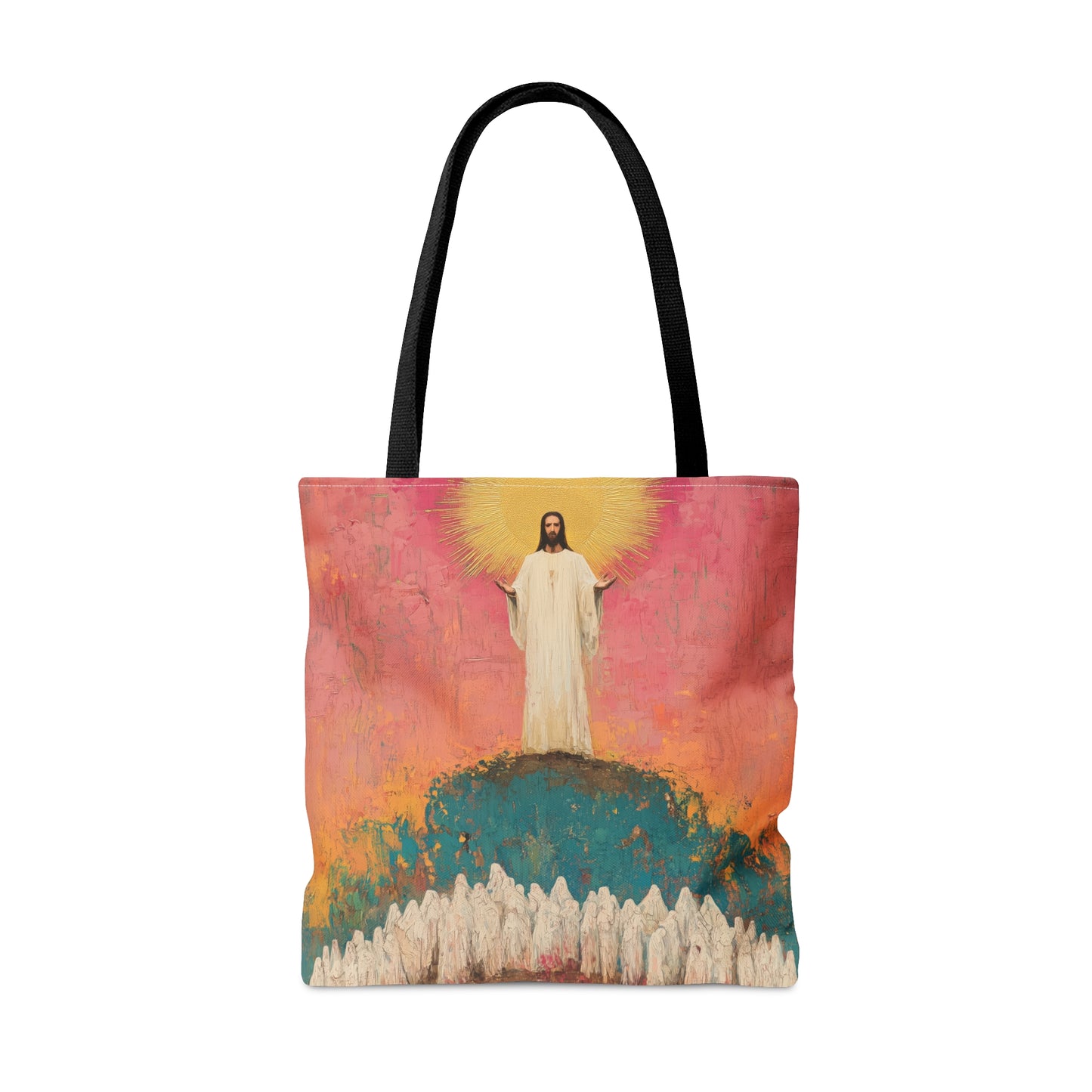 Light Pierced the Abyss Tote Bag - Large Medium Small Faith Art Bag - Catholic Faith Purse - Double Sided