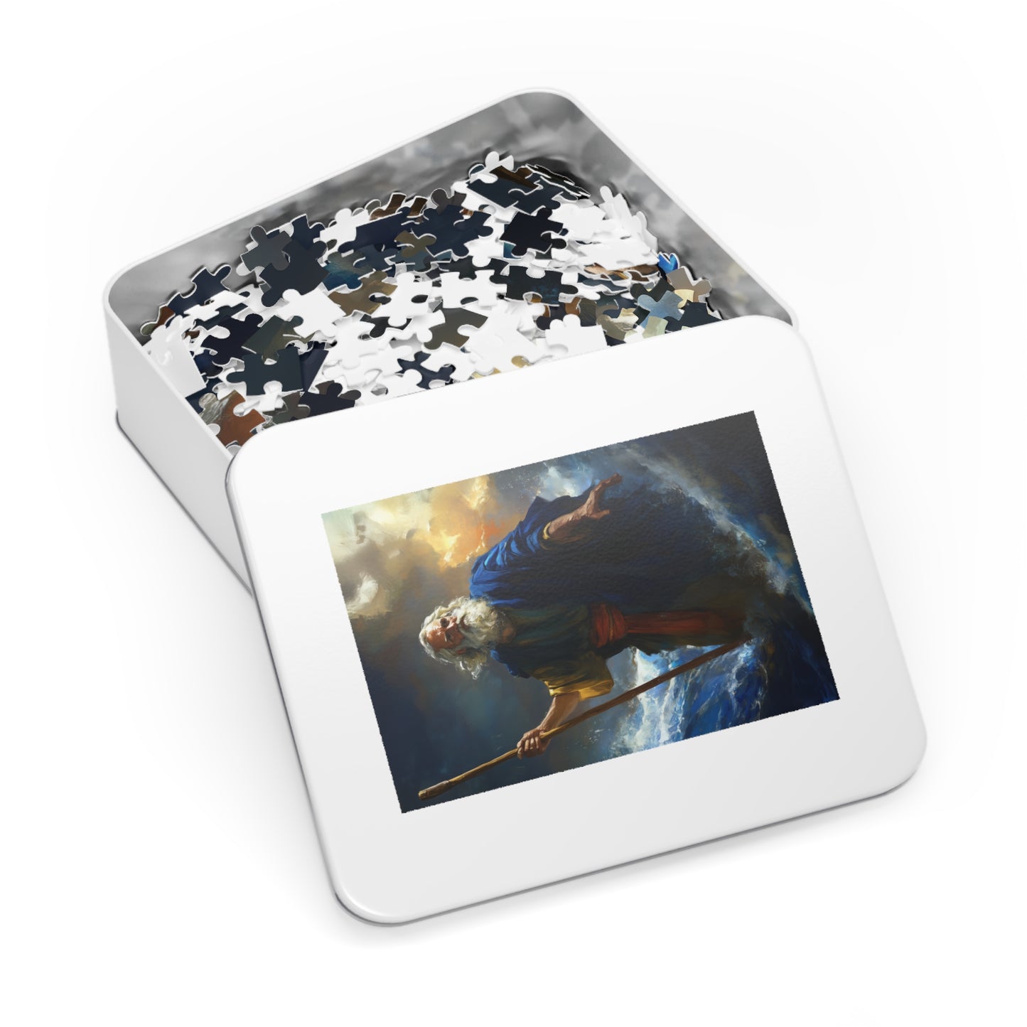 Moses Before the Trembling Sea - Puzzle & Keepsake Tin - Religious Jigsaw Puzzle (30, 110, 252, 500,1000-Piece)