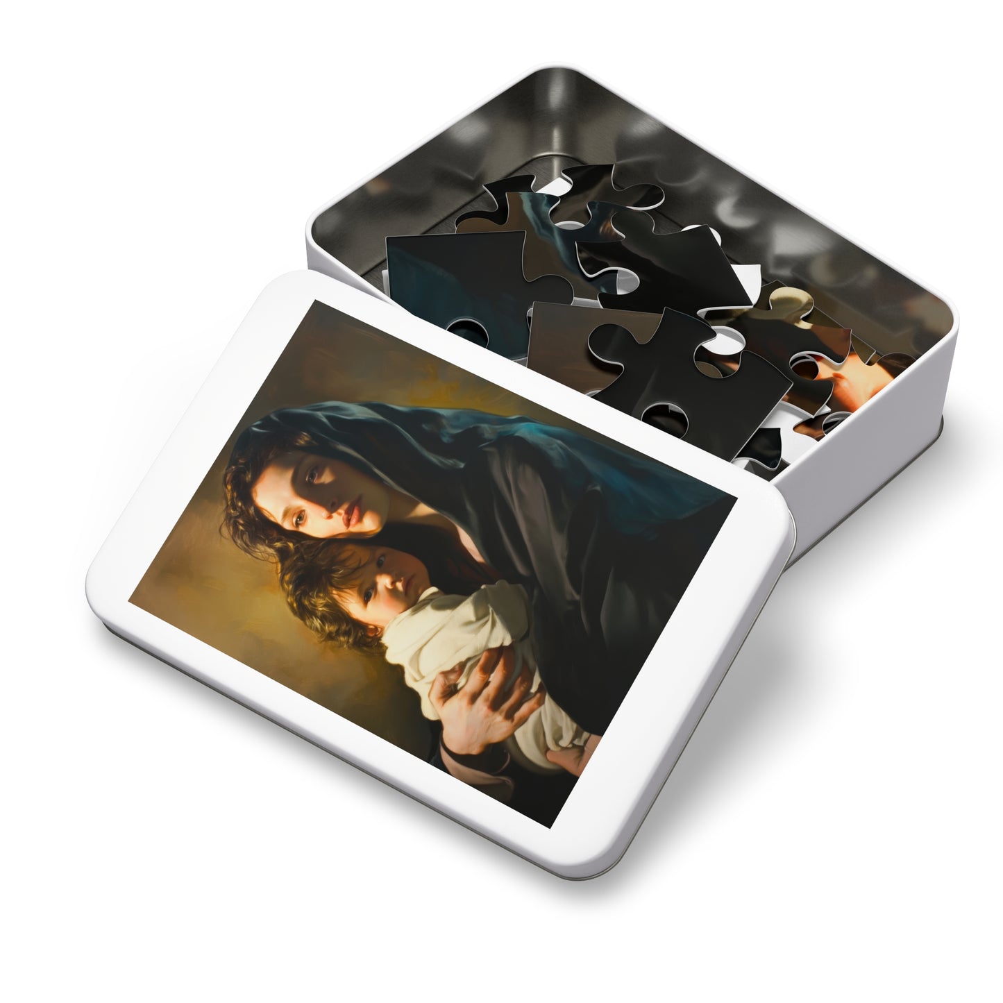 A mother's Gentle Embrace - Mary and The Christ Child - Puzzle and Keepsake Tin - Religious (30, 110, 252, 500,1000) - Catholic Families