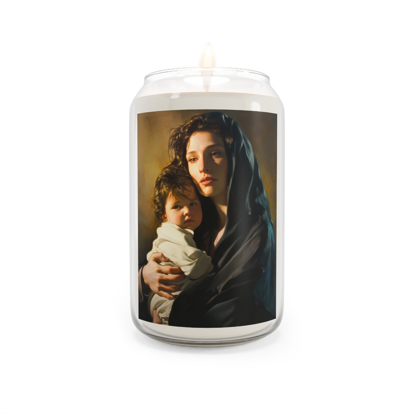 A mother's Gentle Embrace - Mary and The Christ Child - Scented Prayer Candle, 13.75oz -  Candle - Catholic Art - Scented Candle