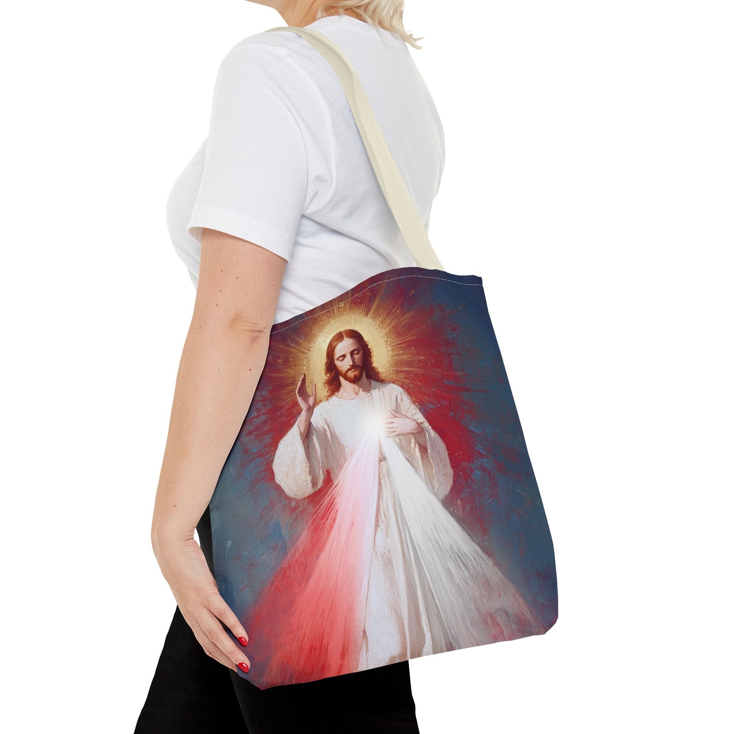 The Divine Mercy - Our Lord Jesus Christ - Tote Bag - Large Medium Small Faith Art Bag - Re-usable Tote Purse - Double Sided