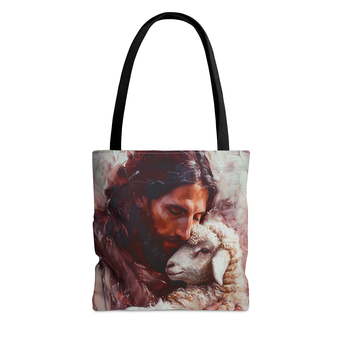 Jesus and the Little Lamb Tote Bag - Large Medium Small Faith Art Bag - Catholic Faith Purse - Religious Carry All
