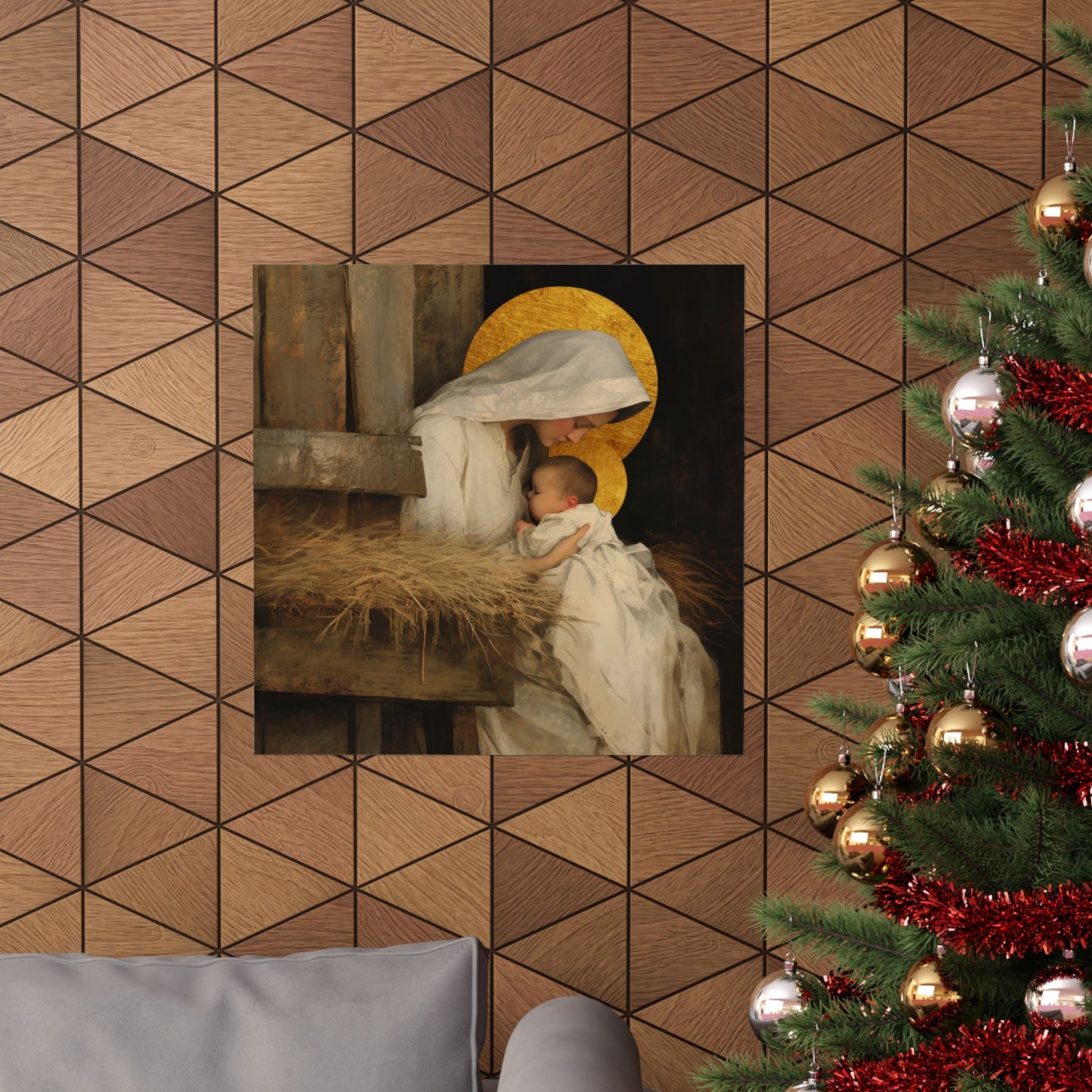 Our Lady of the Manger - Mother Mary and the Christ Child - Sanctified Souls Print - Multiple Sizes - Premium Matte Vertical Posters