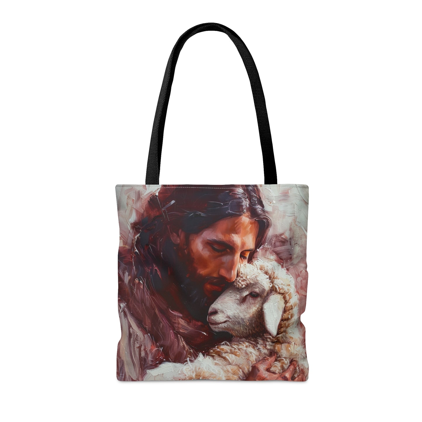Jesus and the Little Lamb Tote Bag - Large Medium Small Faith Art Bag - Catholic Faith Purse - Religious Carry All