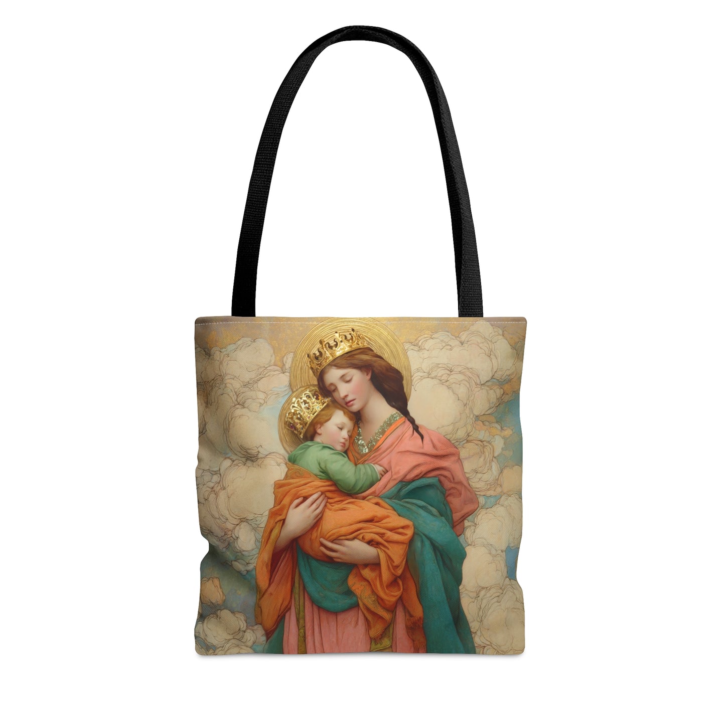 Our Lady, Strong and Tender - Mary, Help of Christians Tote Bag - Large Medium Small Faith Art Bag - Catholic Faith Purse - Double Sided