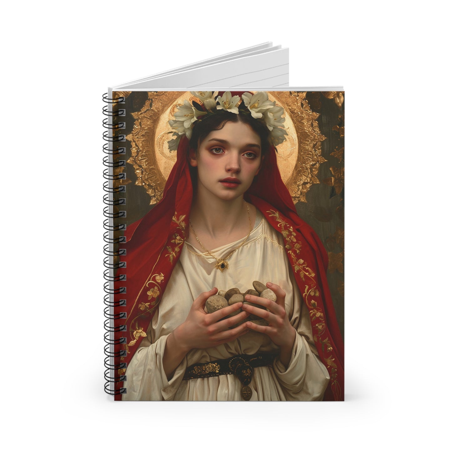 Saint Emerentiana Journal - Sanctified Souls Art - Religious Based Notebook - Spiral Notebook - Ruled Line