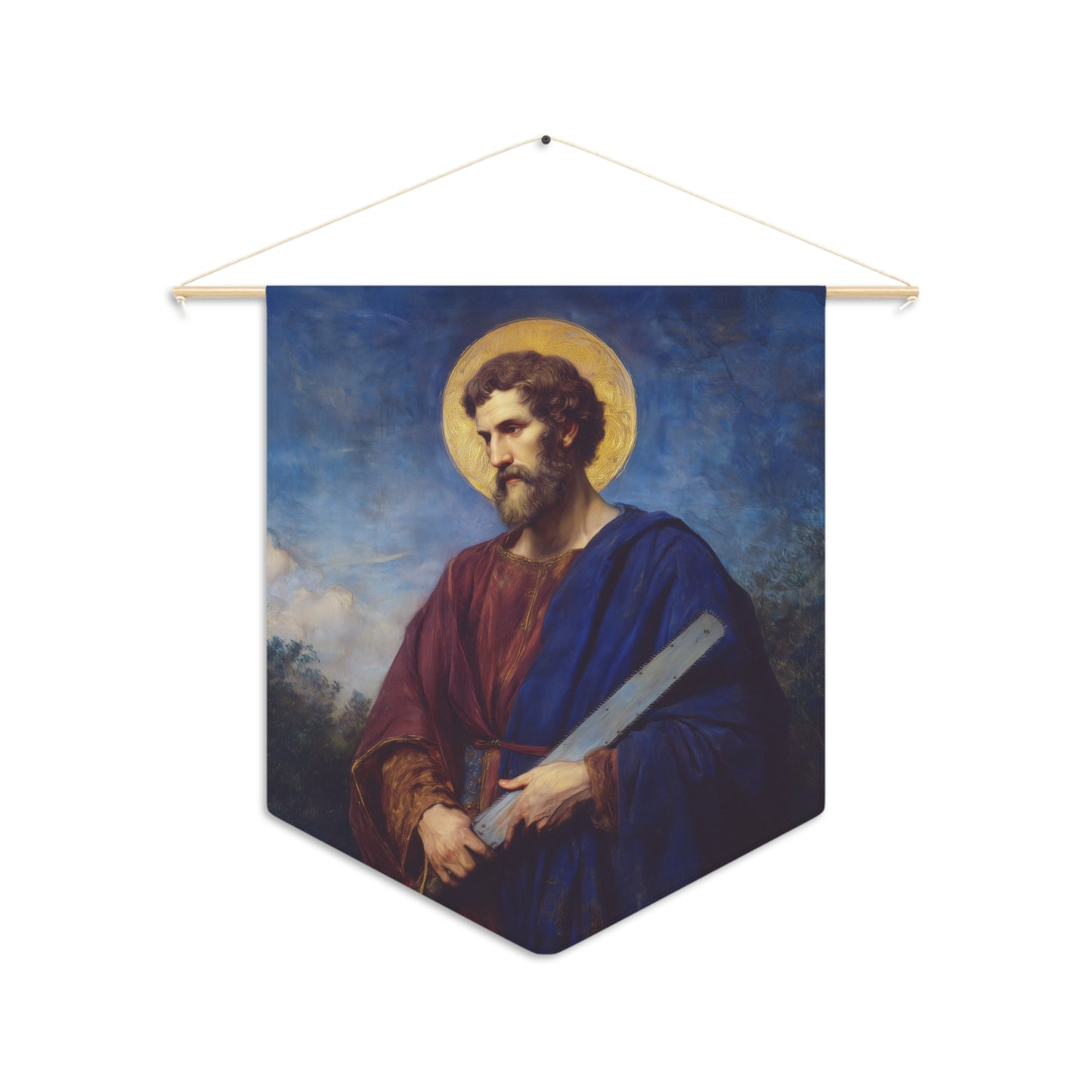 Saint Simon the Apostle  - Wall Banner / Wall Hanging - Christian Art - Prayer room - 18" x 21"