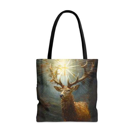 The Stag of Saint Hubert / Saint Hubertus Stag Tote Bag - Large Medium Small Faith Art Bag - Re usable Tote Purse - Catholic Art