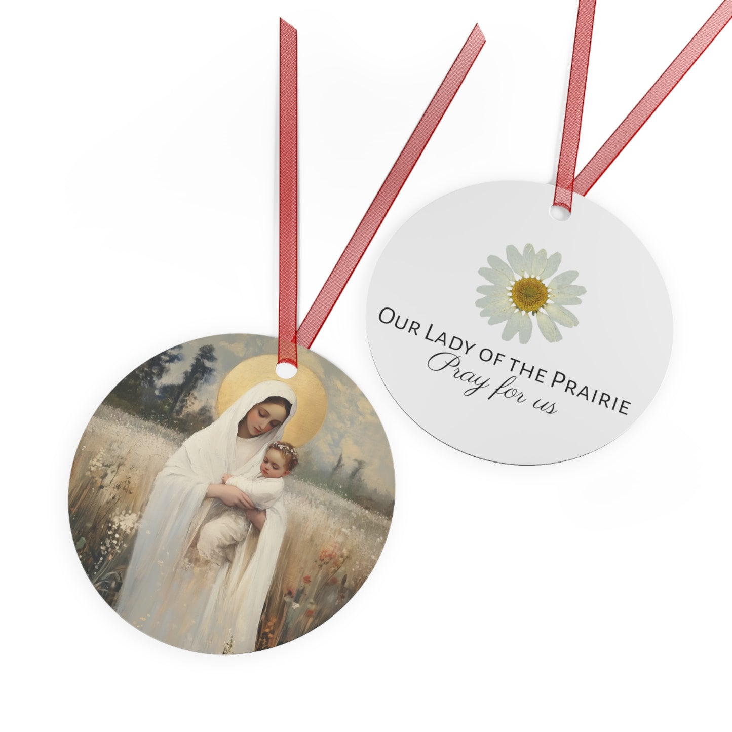 Our Lady of the Prairie Metal Ornament - Religious Holiday Christmas Ornament and Keepsake - Prayer Ornament