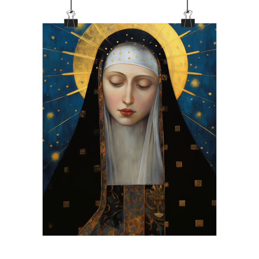 Saint Brigid of Sweden - Sanctified Souls Print - Multiple Sizes - Premium Matte Vertical Posters - Catholic Religious Art for the home