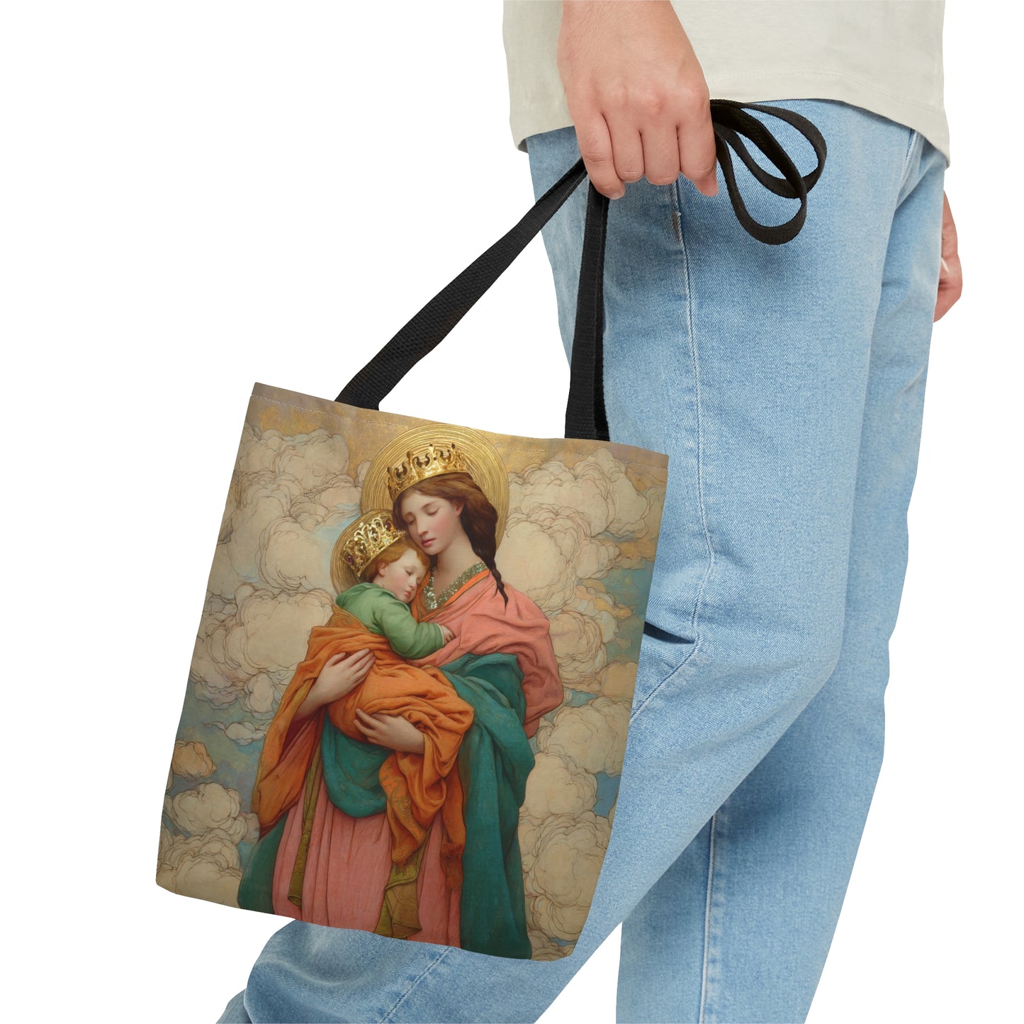 Our Lady, Strong and Tender - Mary, Help of Christians Tote Bag - Large Medium Small Faith Art Bag - Catholic Faith Purse - Double Sided