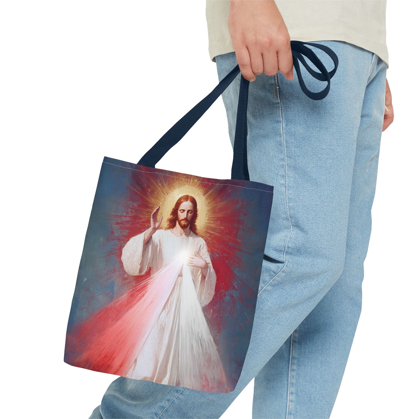The Divine Mercy - Our Lord Jesus Christ - Tote Bag - Large Medium Small Faith Art Bag - Re-usable Tote Purse - Double Sided
