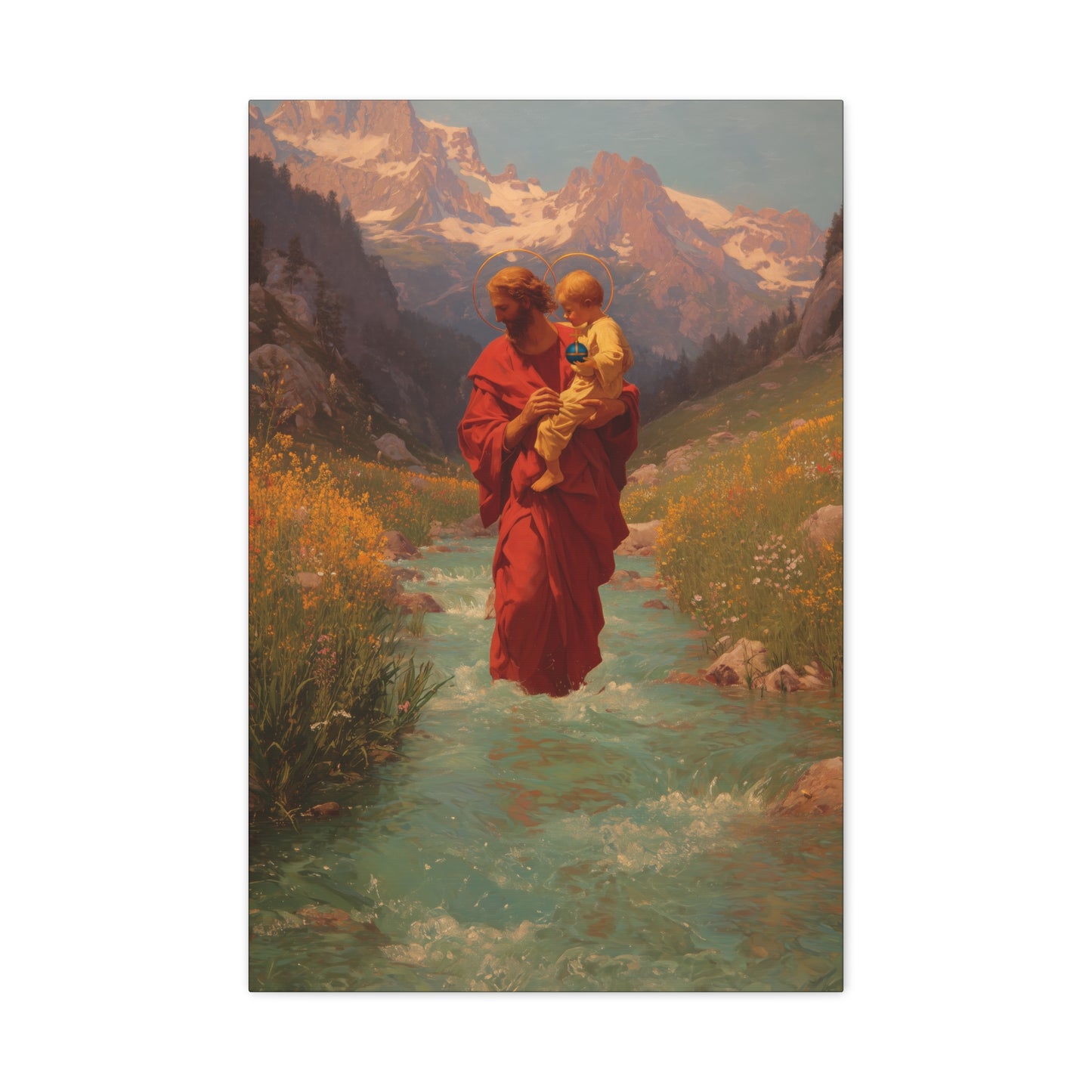 Saint Christopher  - Museum Wrapped Canvas - Sanctified Souls Print - Religious Art for your Home