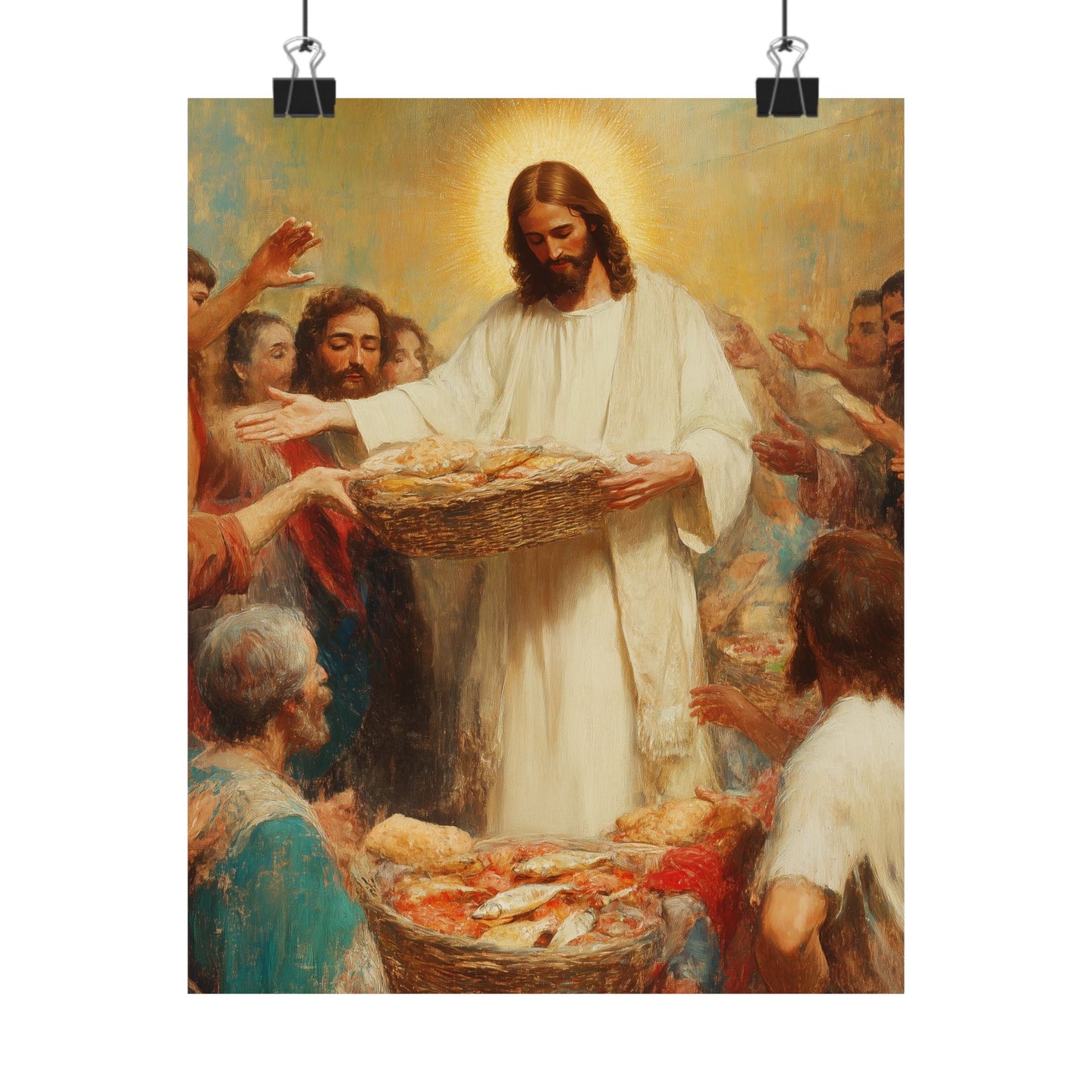 The Quiet Multiplication of Love : Loaves and Fishes - Sanctified Souls Print - Multiple Sizes - Premium Matte Vertical Posters