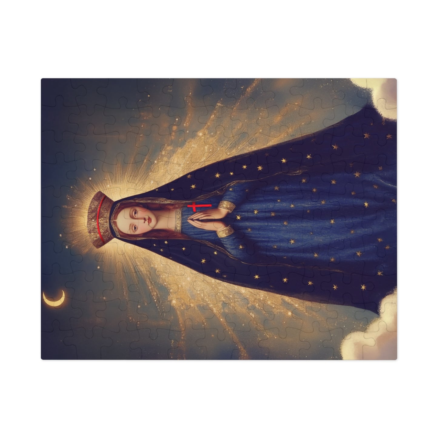 Our Lady of Pontmain - Puzzle and Tin - Religious Jigsaw Puzzle (30, 110, 252, 500,1000) - Gift Catholic Families - Mother Mary Art