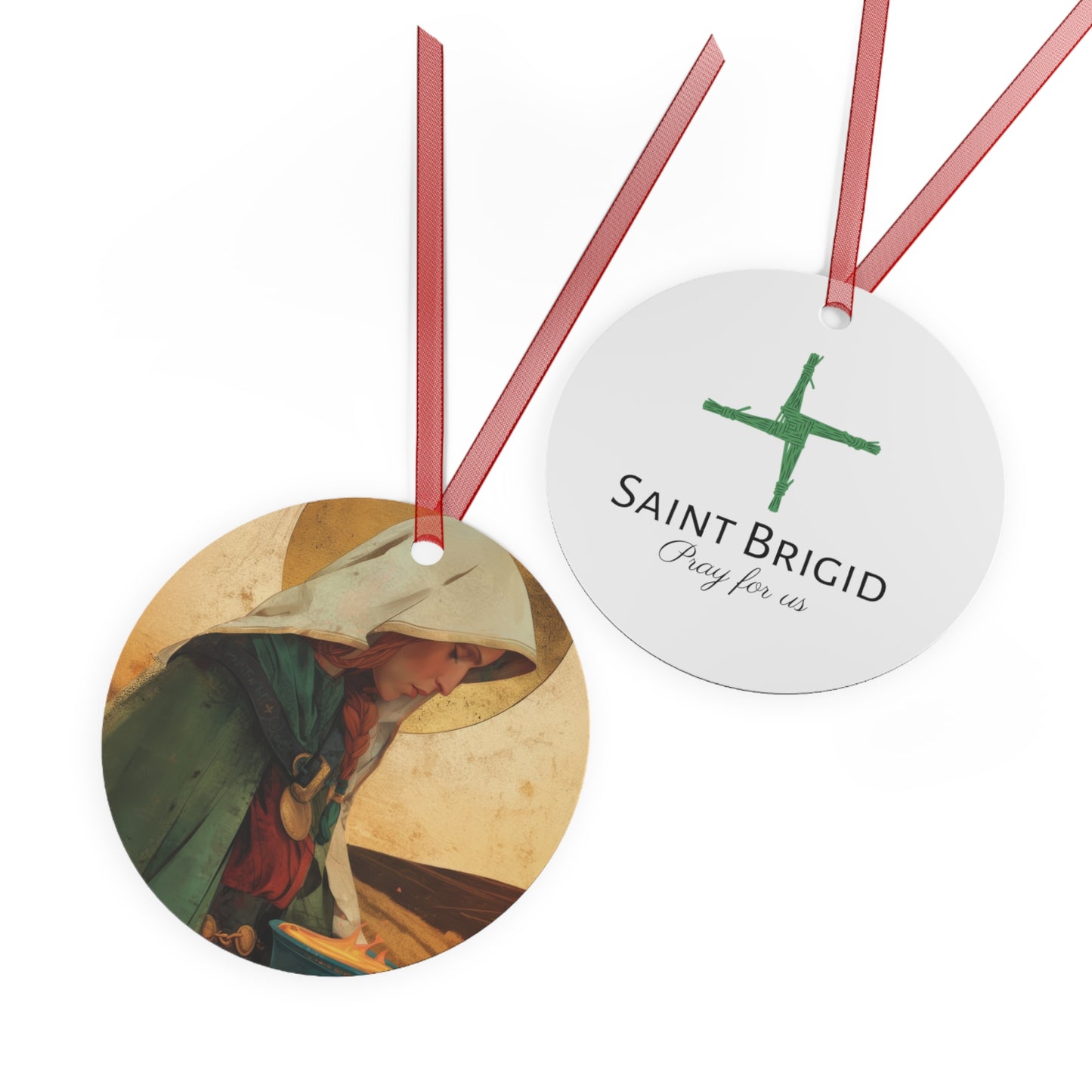 Saint Brigid of Ireland / Kildare Metal Ornament - Religious Holiday Christmas Keepsake - Religious Catholic Tree Ornament - Christmas Gift