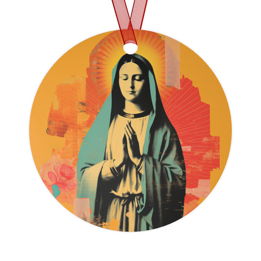 Roses of Tepeyac - Our Lady of Guadalupe  - Metal Ornament - Religious Holiday Christmas Ornament and Keepsake - Double sided
