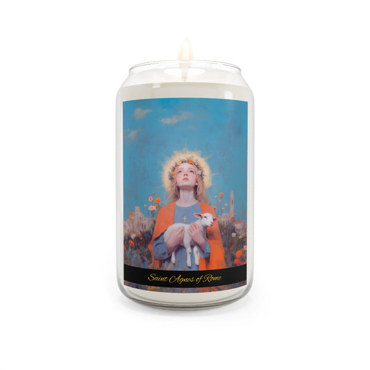 Saint Agnes of Rome - Scented Prayer Candle, 13.75oz -  Candle - Catholic Art - prayer room Scented Candle - Religious Saint