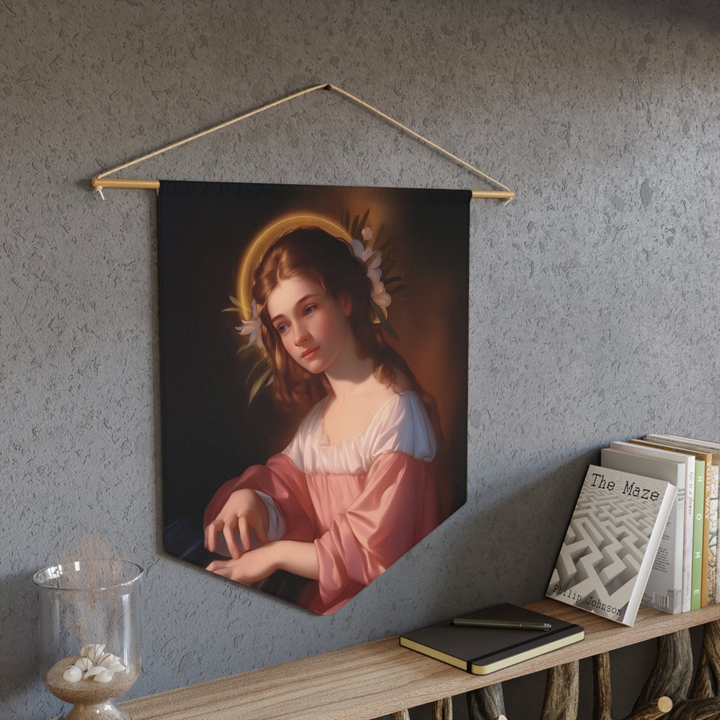 Saint Cecilia Pennant / Banner / Wall Hanging - 18" x 21" - Catholic prayer Religious - Large