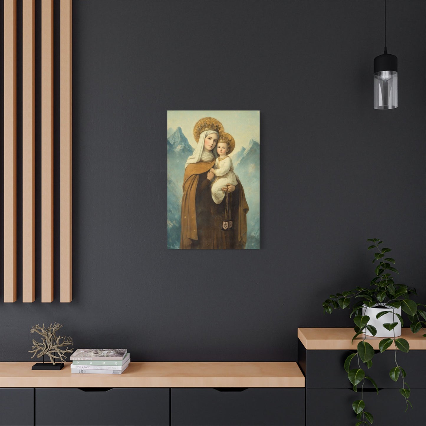 The Gift of the Scapular - Our Lady of Mount Carmel Wrapped Canvas Print - Multiple Sizes - Catholic Home art Matte Canvas, Stretched