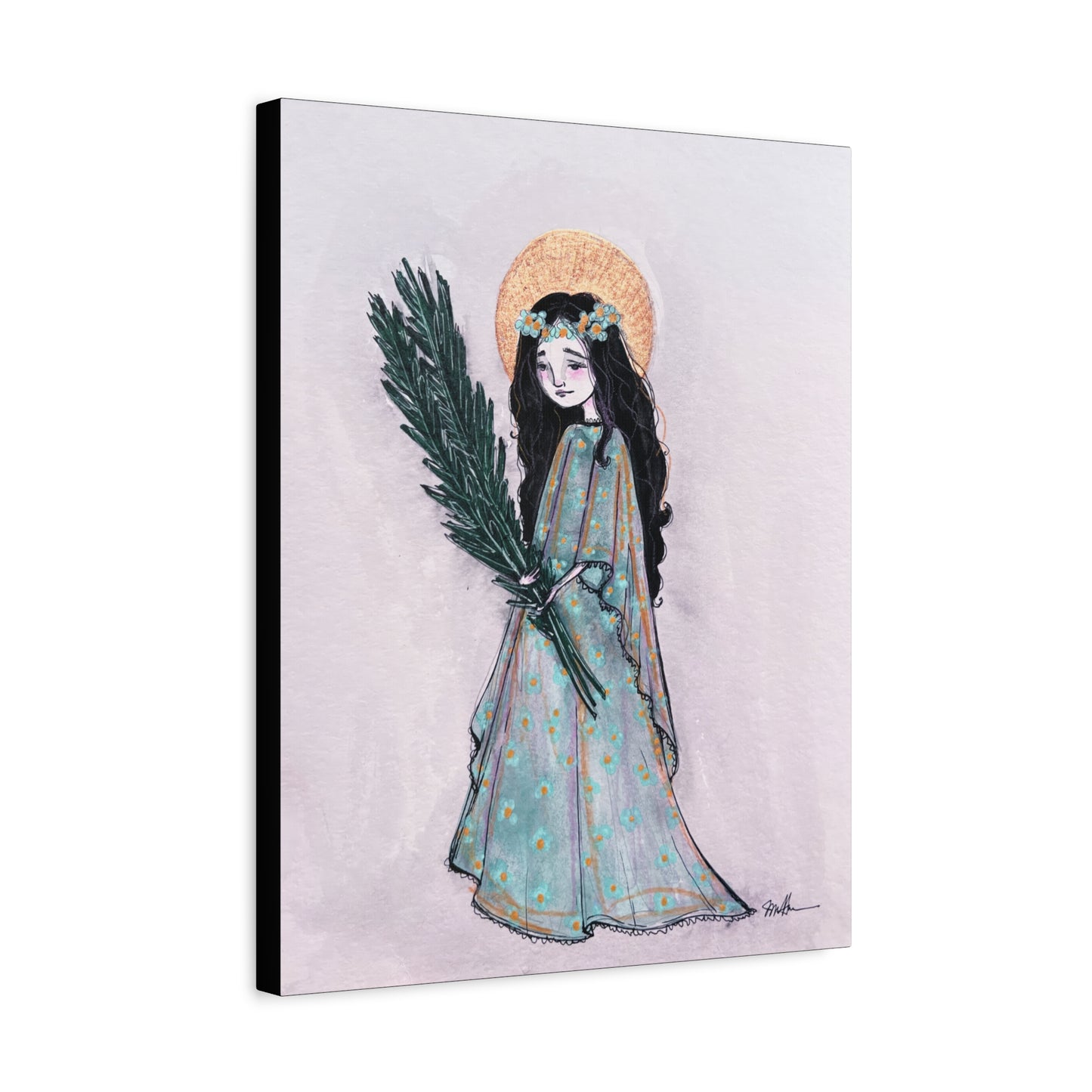 Saint Faith Canvas Print - Hand-Drawn Art - Catholic Print | Faith Hope and Charity Sacred Art | Sanctified Solocosmo Religious Artwork