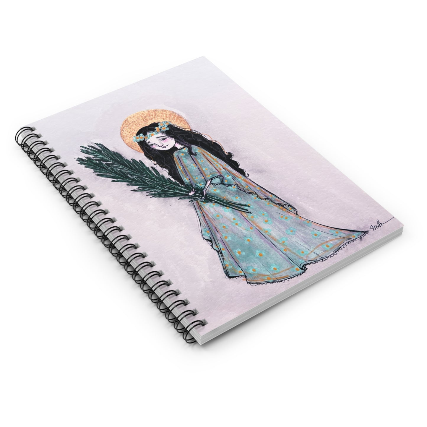 Saint Faith Spiral Notebook - Hand-Drawn Art - Catholic Notebook | Faith Hope and Charity Saint | Christian Prayer Journal
