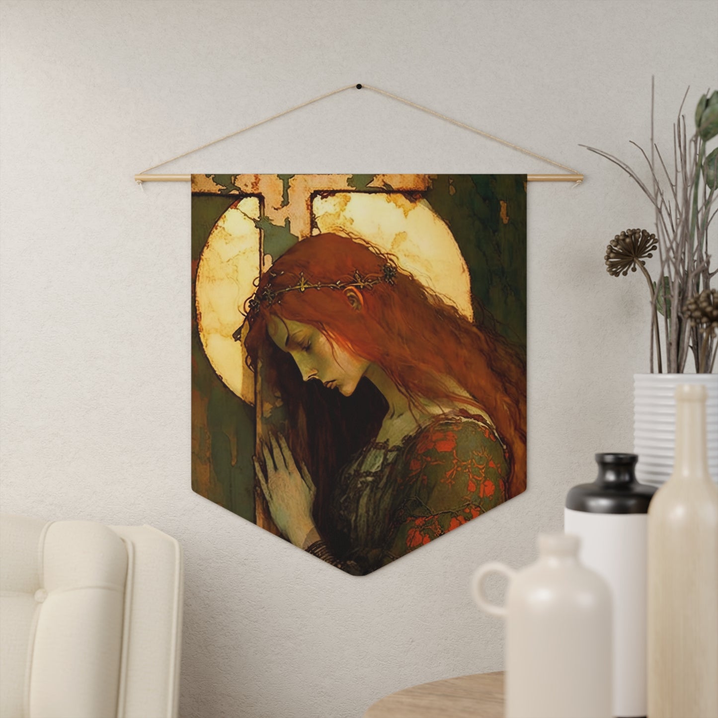 The Eternal Hope of Saint Mary Magdalene Wall Banner / Wall Hanging - Catholic Home Art - Large Saint Art for your home - 18" x 21"