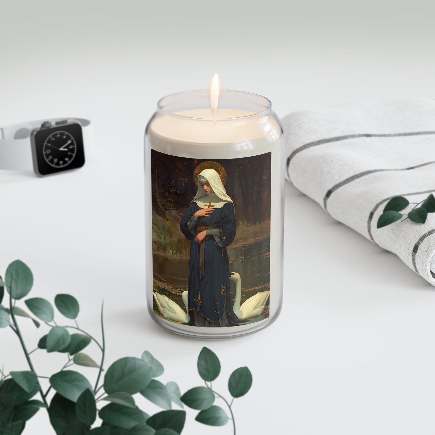 Saint Modwenna - Scented Prayer Candle, 13.75oz -  Candle - Catholic Art - prayer room Scented Candle - Religious Gift for Catholics