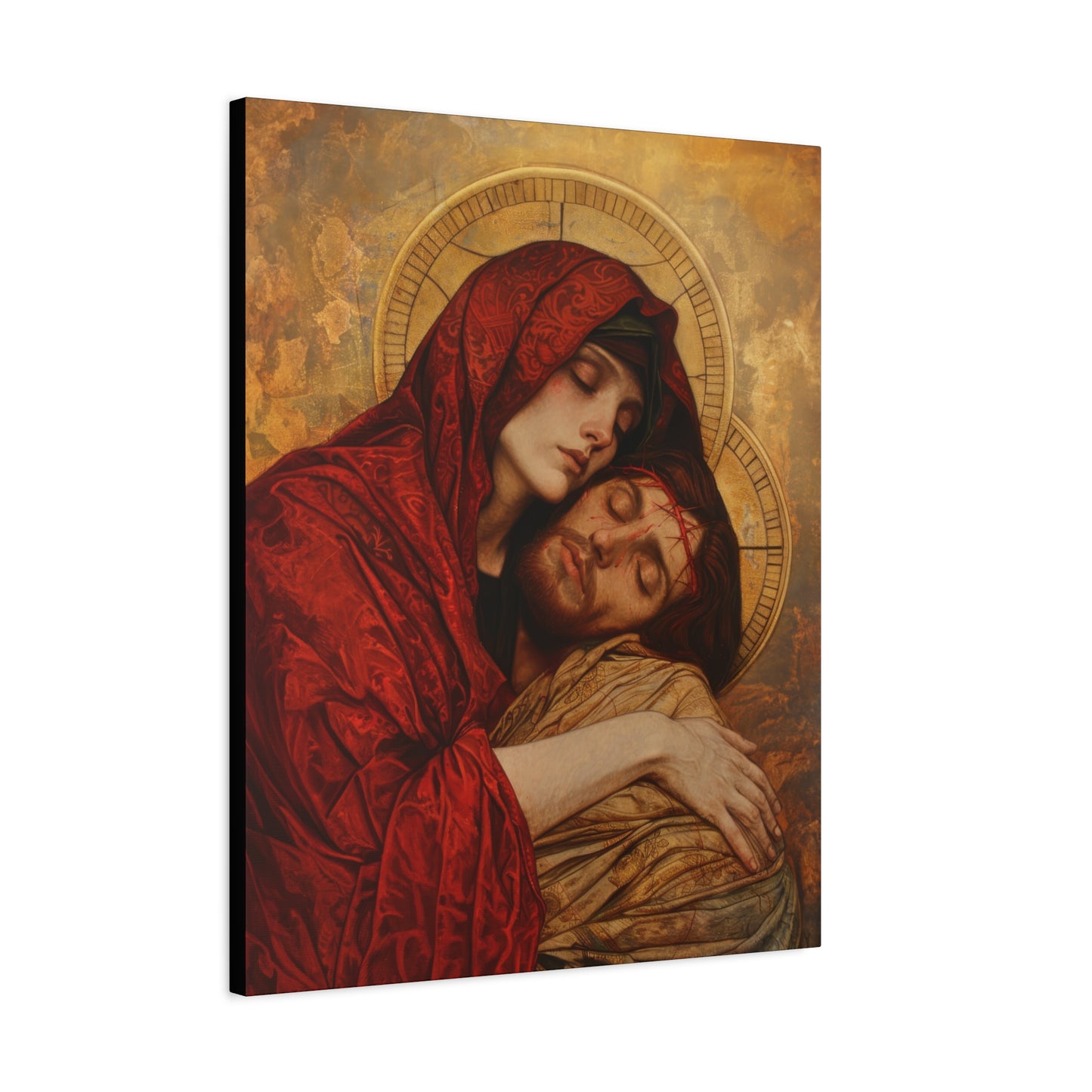 Eternal Sorrow - Mary's Mourning Beneath the Cross - Museum Wrapped Canvas - Print - Religious Art for your Home - Christian print